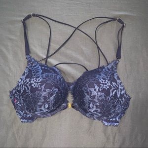 LA SENZA blue lace and rhinestones bra